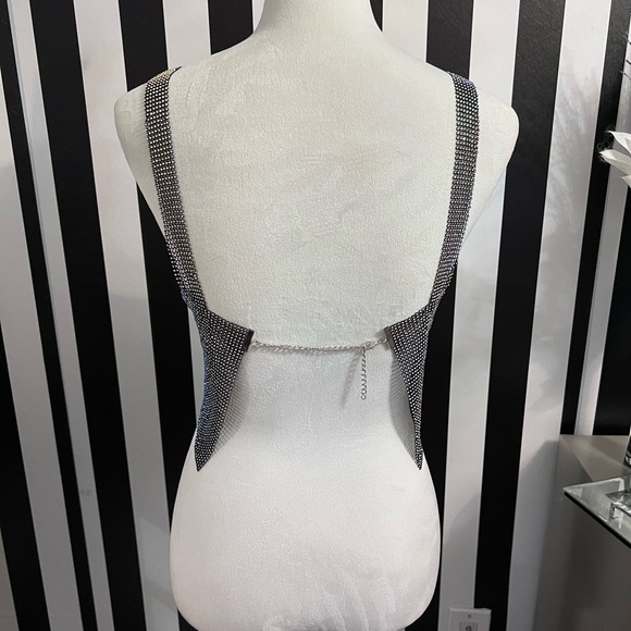 Black Rhinestone Chain Crop Top - NWT - Picture 3 of 4